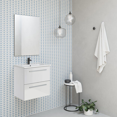Ensemble de meuble-lavabo mural simple 20 po avec miroir Dermott