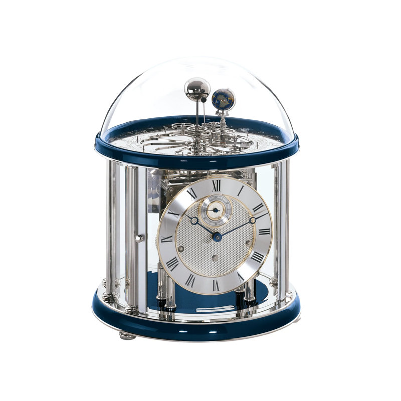 Roman Numeral Tabletop Clock, Silver/Blue
