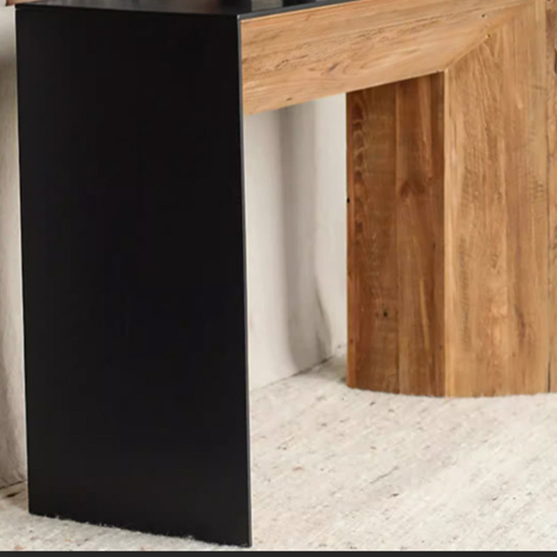 Black Solid Wood Freestanding Fireplace