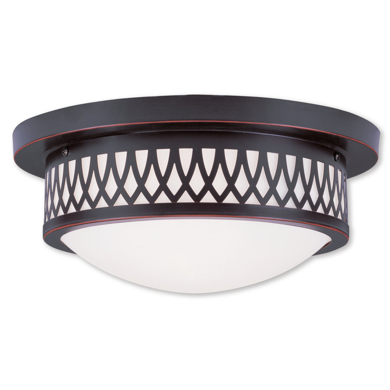 Kabiel Glass Flush Mount, Olde Bronze