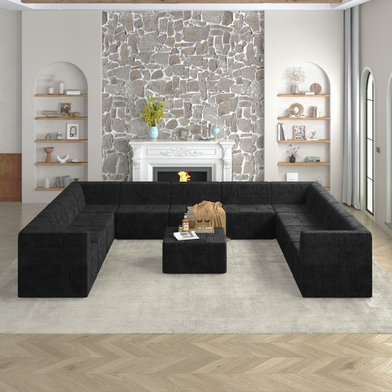 Canapé modulaire en forme de U, canapé modulaire compressé en velours côtelé de style minimaliste moderne, canapé-lit pour salon, chambre à coucher, canapé confortable