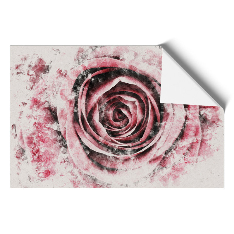 Pink Rose Flower Watercolour - Frameless Print, 59cm H x 84cm W x 0.1cm D