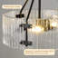 Plafonnier semi-encastré moderne noir mat de 15 pouces, lampe de plafond cylindrique en verre transparent côtelé à 3 lumières