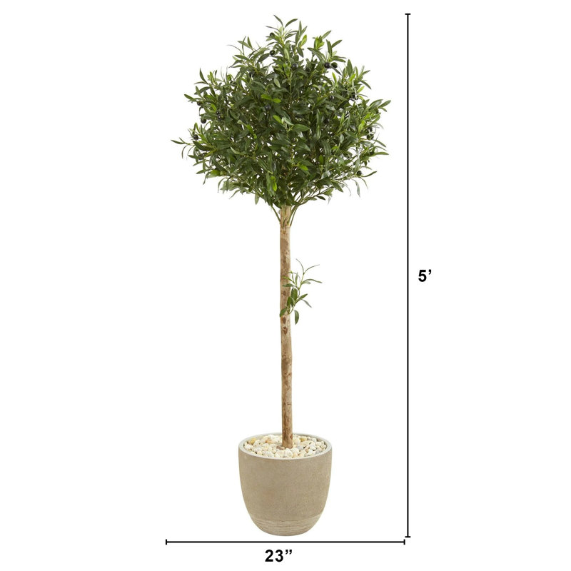 60 " H Faux Olive Tree in Earthenware Planter