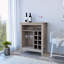 Armoire de bar Essential, une tablette ouverte, six supports à vin intégrés, un tiroir - gris clair