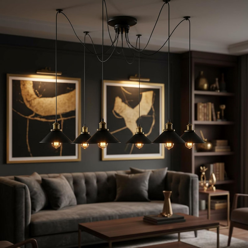 8 - Light Cluster Pendant, Yes, Black