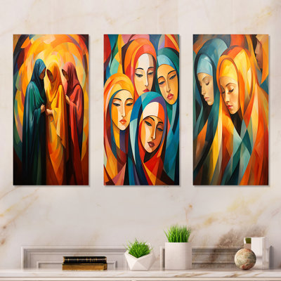 Ensemble de 3 reproductions d'art murales jaunes et oranges de l'Islam