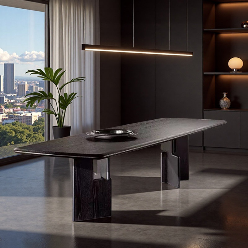 Grand bureau d'écriture Black Minimalist Art, H 29,52 po x l 94,48 po x P 35,43 po