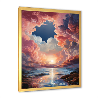 Nuage coucher de soleil à l'encre liquide, impression d'art mural nuages