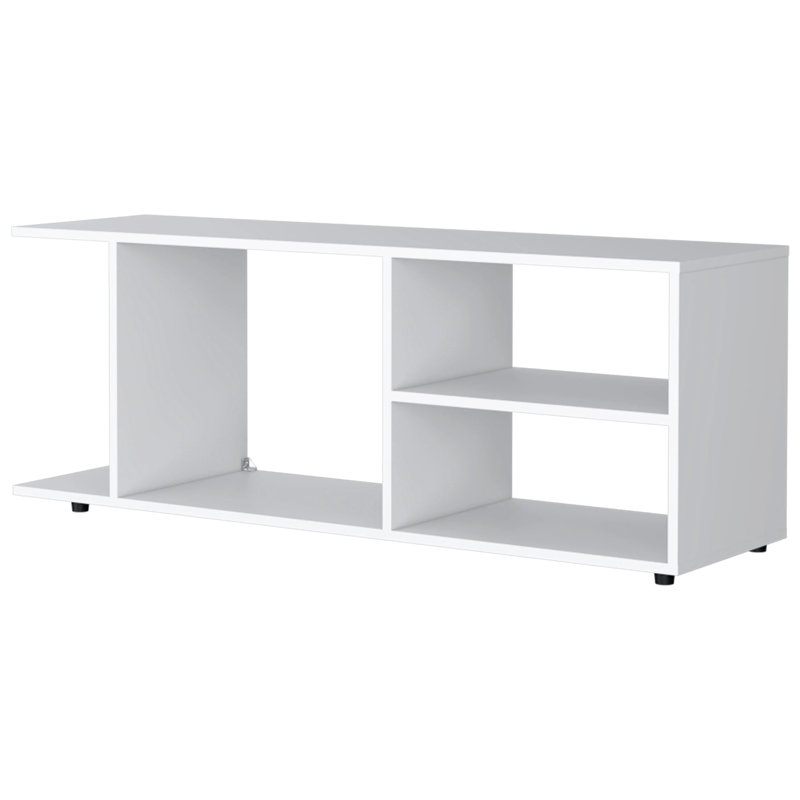 Modern White Tv Rack With Vast Open Storage Options, 17.8"X47.4"X13.7", Suits 50-59 Inch Tvs, Particle Board Construction Plentiful Forms,