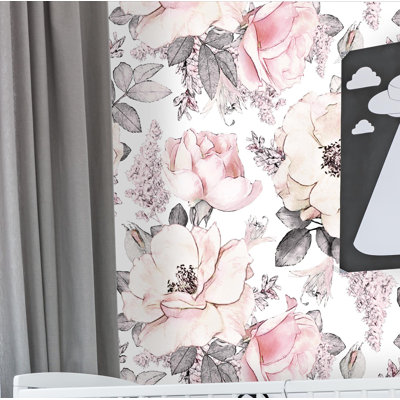 Bifrost Removable Nursery Watercolor Vintage Floral Art 4.17' L x 50" W Peel and Stick Wallpaper Roll