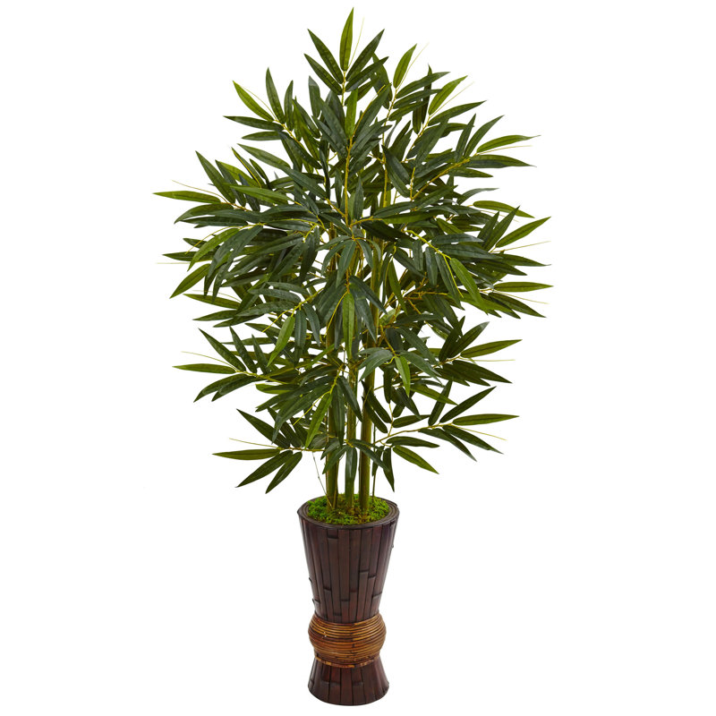 60'' Faux Bamboo Tree in Wood Planter