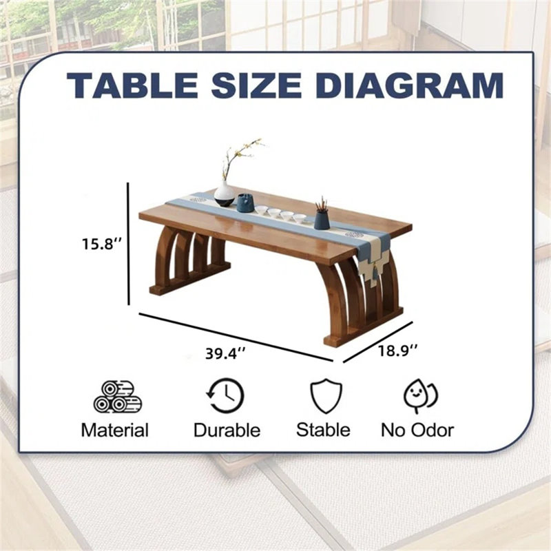 Table basse en bambou - Design minimaliste avec surface spacieuse pour le salon et le salon, Brun