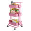 Multifunctional 3-Tier Rolling Metal Kitchen Cart with Handle Pink-604350704