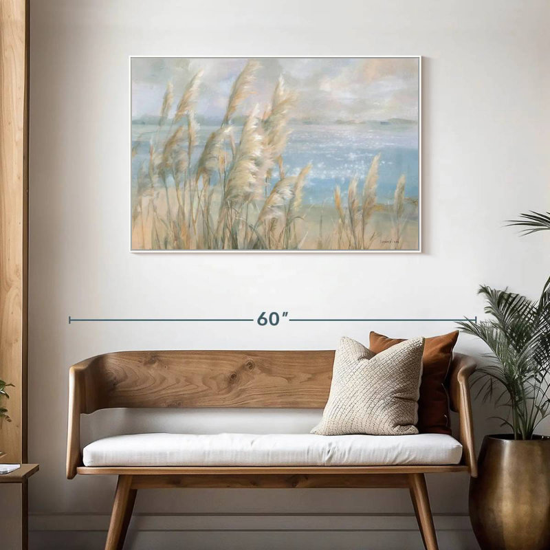 Seaside Pampas Grass, Floating Frame White, 43" X 29"