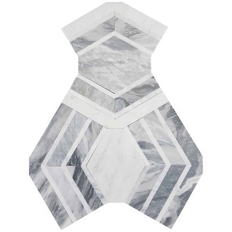 Mezzo 11x18 Polished Calacatta Marble Mosaic Tile, Canta Polished