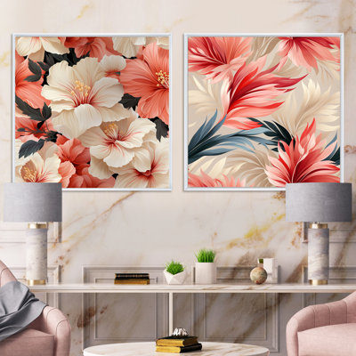 Coffeen - Ensemble de 2 collages carrés floraux