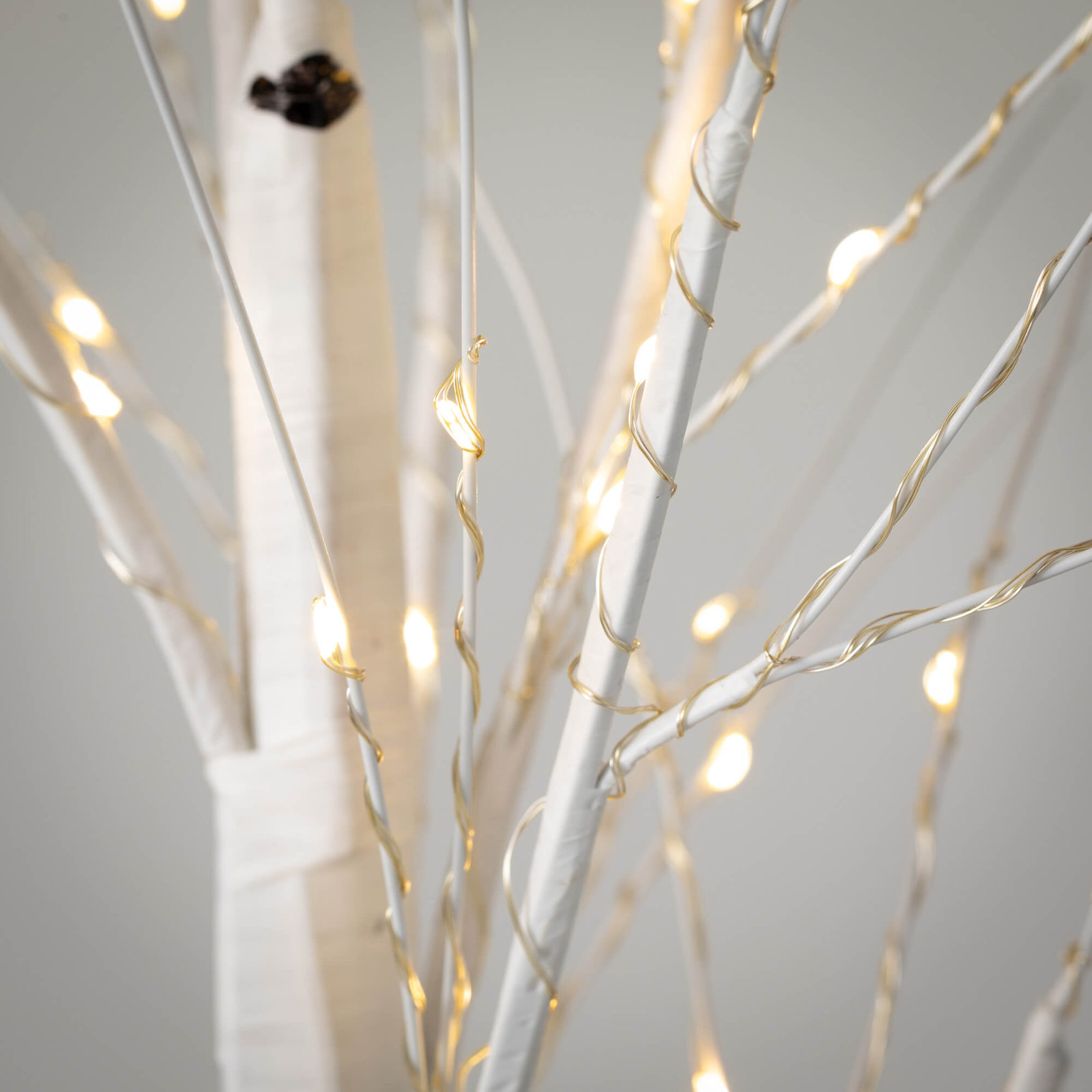 48" Christmas Lighted White Birch Tree, White