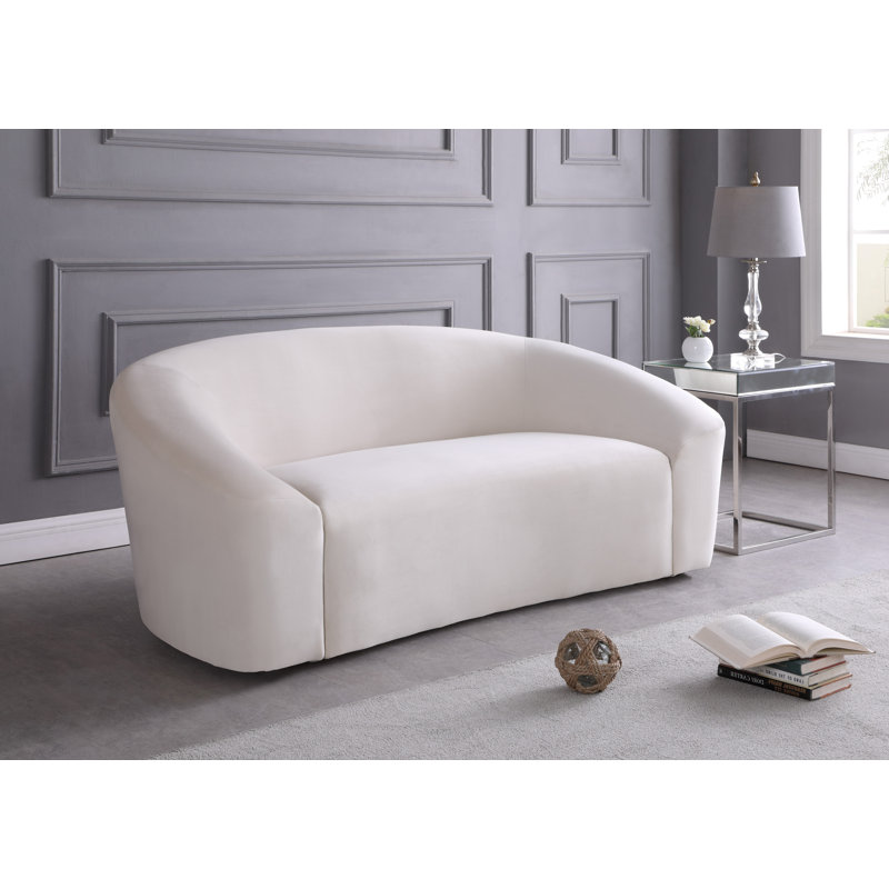 Canapé courbé Alaw, Velours crème, H 29,5 po x l 71 po x P 35,5 po
