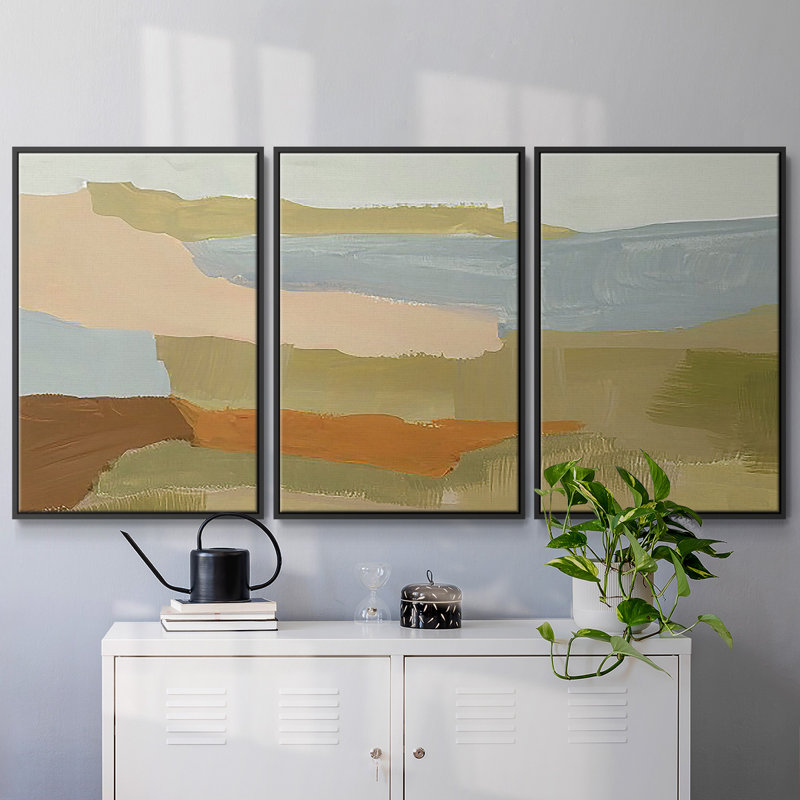 Stacked Landscape IV - Toile encadrée multi-pièces, H 40 po x l 78 po, Cadre noir
