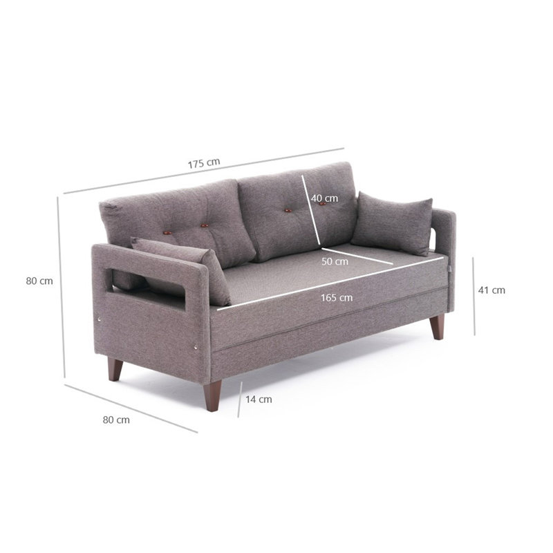Canapé convertible Yonah, 100 % polyester brun
