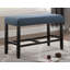 Banc de salle à manger à hauteur de comptoir en tissu Biony avec garniture cloutée, bleu-1398644016