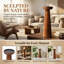 Porte-bougie de 10 pouces, chandelier en bois massif, piédestal conique, centre de table décoratif, style minimaliste Wabi-Sabi, finition en bois naturel-130631161