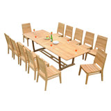 Charleston Outdoor 13 - Piece Teak Dining Set
