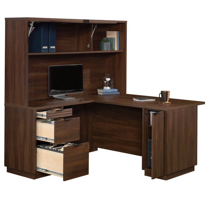 Bureau en L, finition brune