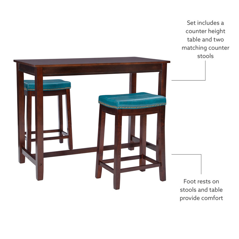 Ensemble de salle à manger à hauteur de bar 4 personnes Arlyce, H 36 po x L 47,25 po x l 23,75 po, Brun, Brun/bleu