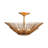 3 - Light Art Deco Conical Gold Leaf Basket Sunburst Semi Flush Mount