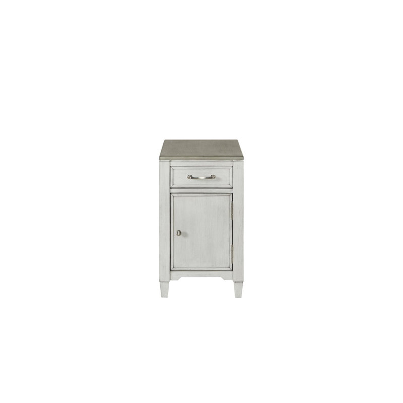 Table d'appoint Surfside avec tiroir, chargement USB, prises électriques et rangement pour magazines