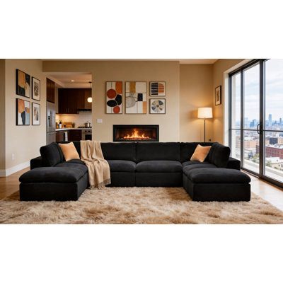 Grain de café modulaire entièrement rembourré avec coussins décoratifs