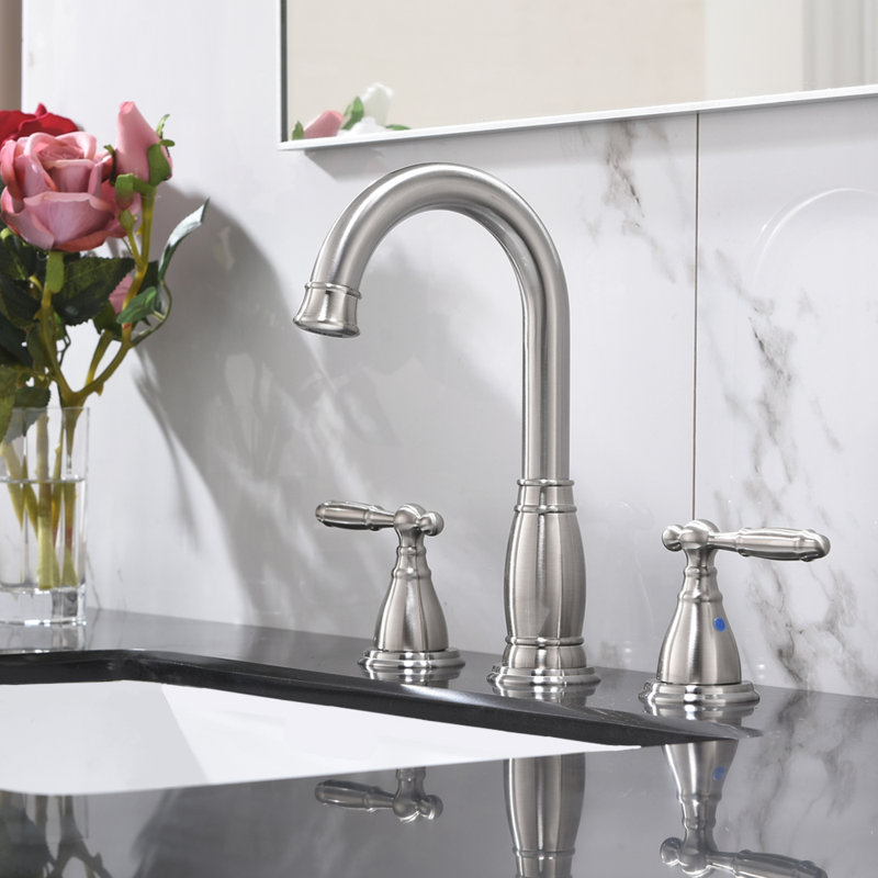 2-handle Bathroom Faucet with Drain Assembly, Silver