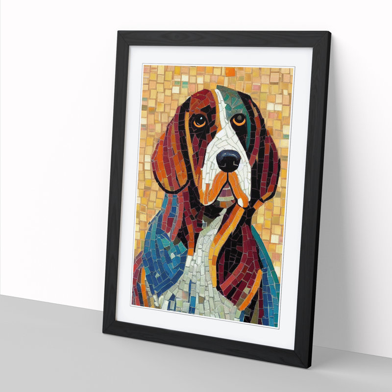 Basset Hound Mosaic - Single Picture Frame Print, Black, 34cm H x 25cm W