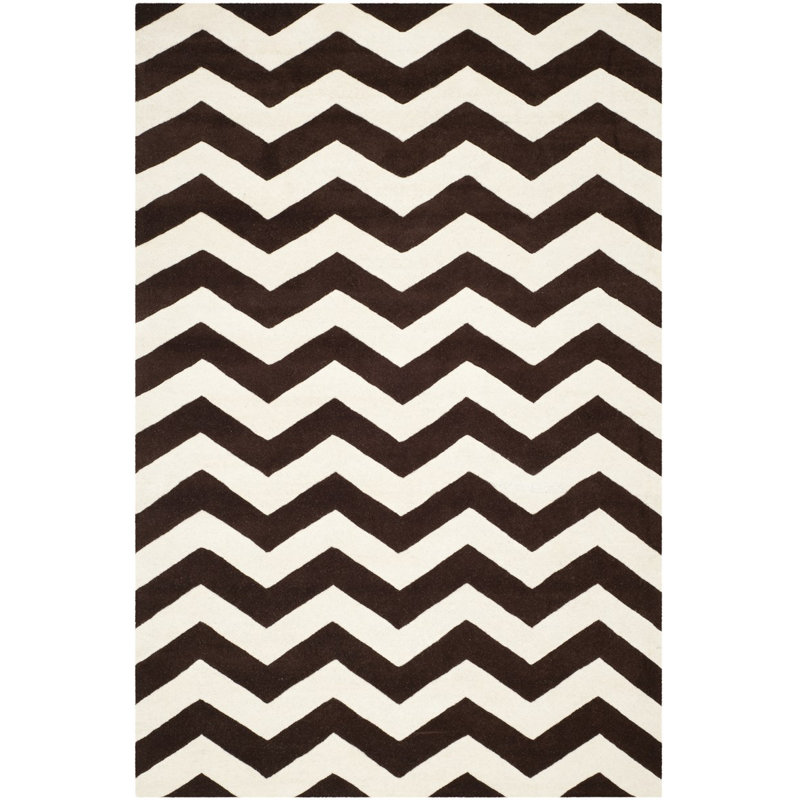 Teresita Hand Tufted Wool Chevron Rug, Rectangle 4' x 6'