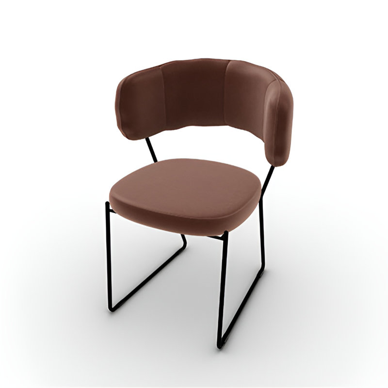 Quadrotta Upholstered Chair with Metal Frame and Plush Back, Tobacco