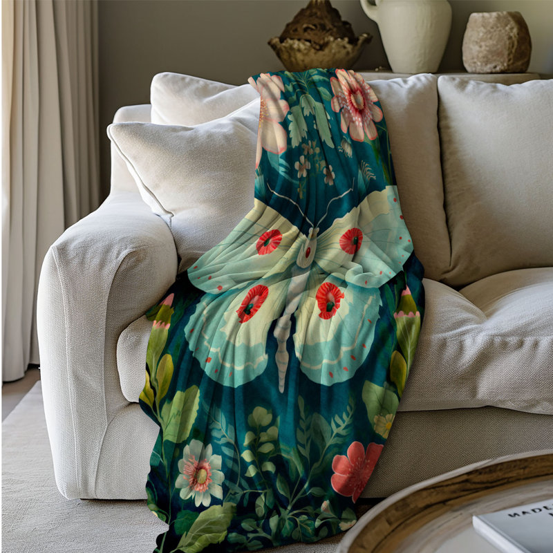 Couverture Floral Moth, L 60 po x l 50 po