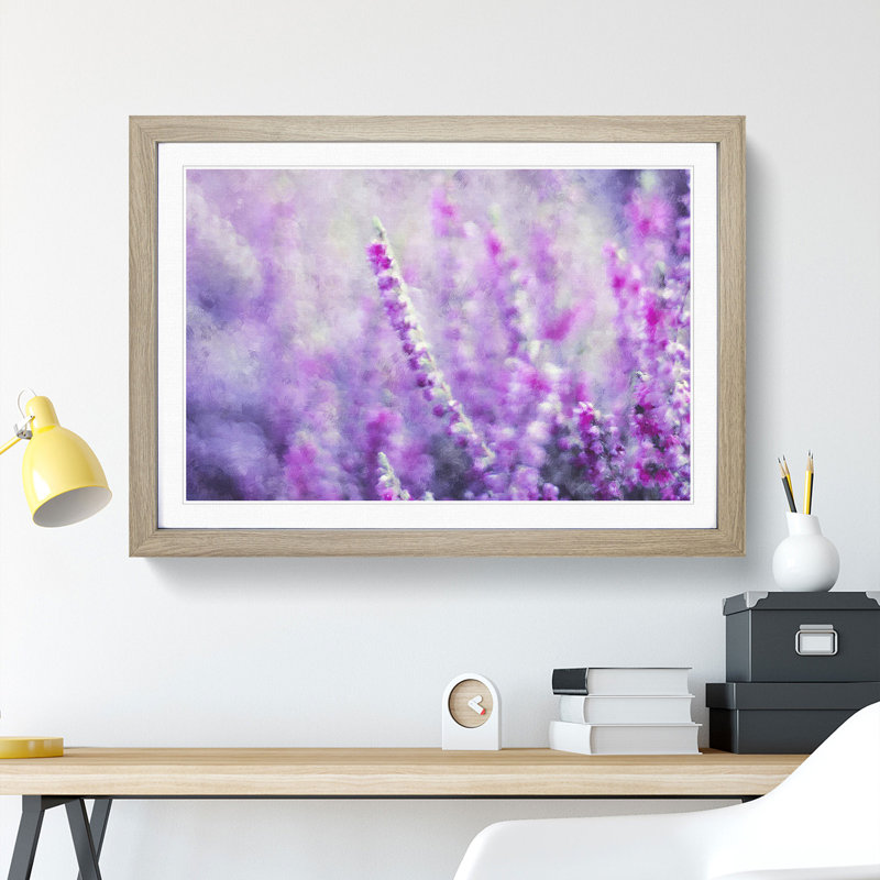 Purple Heather - Picture Frame Painting, Oak Framed, 27cm H x 36cm W x 2cm D
