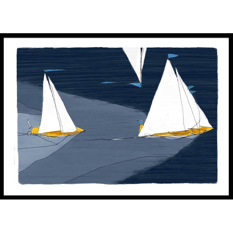 Sailing Boats - Print, Black Framed, 46.4cm H x 63.8cm W x 1cm D