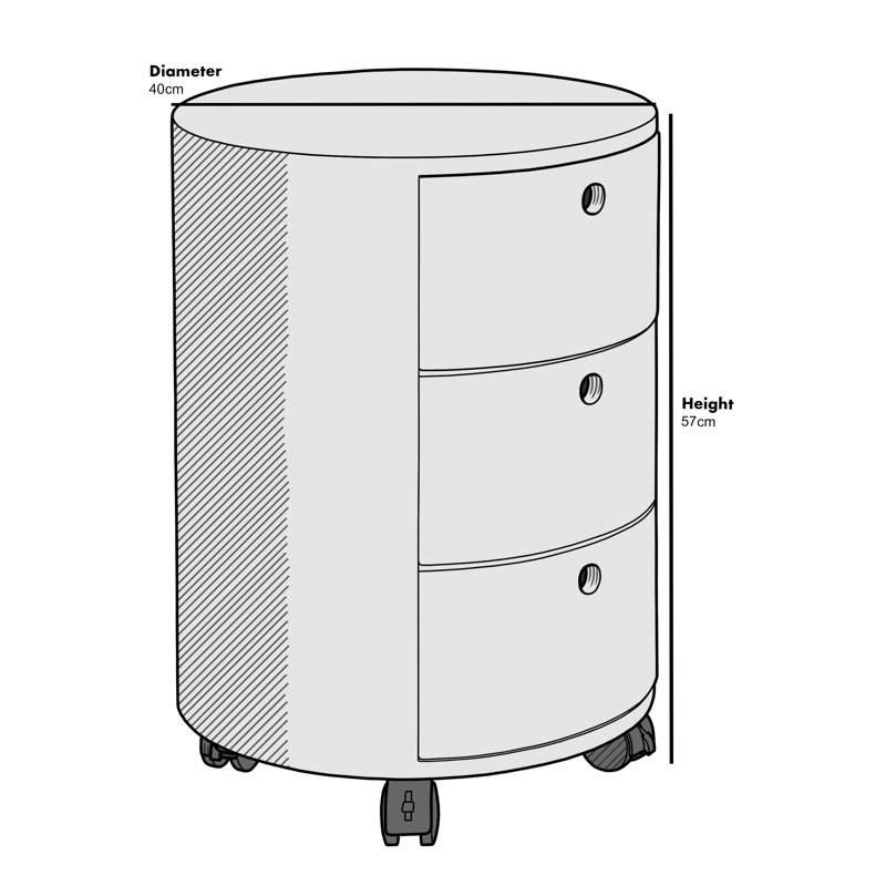 Reames 40cm W Bedside Table, White