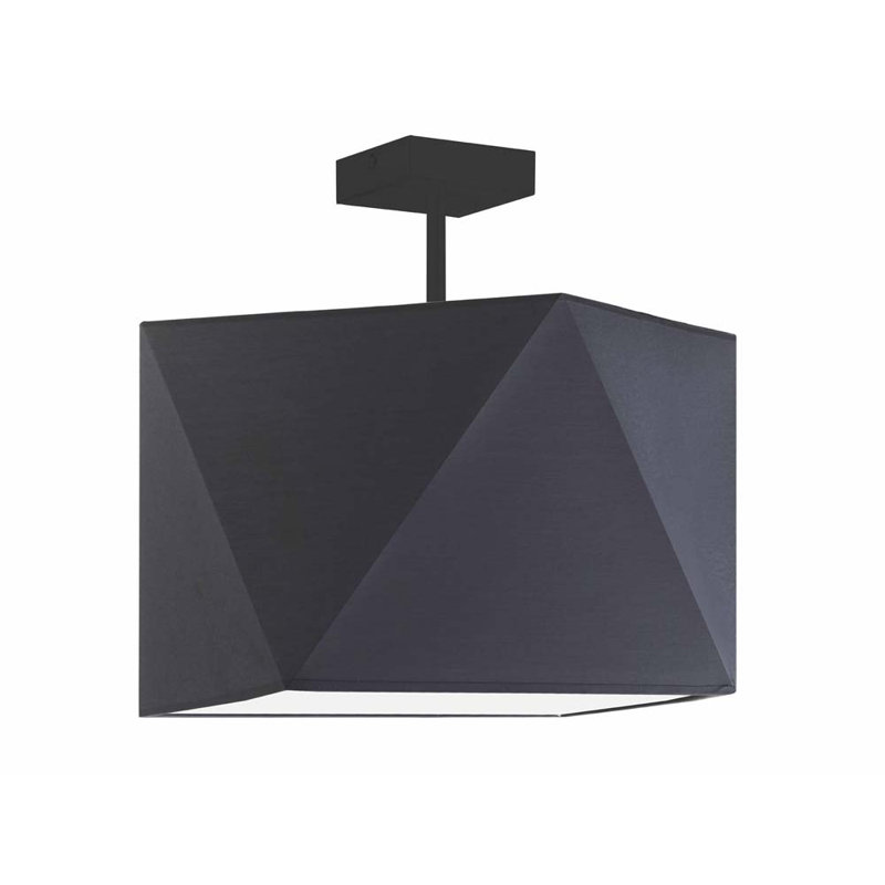 Demarian Fabric Semi Flush Mount, Dark Grey, Black