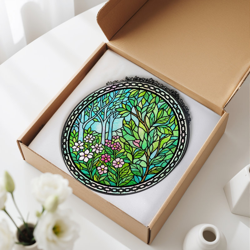 Panneau de vitrail floral 12 po H 12 po, H 12 po x l 12 po
