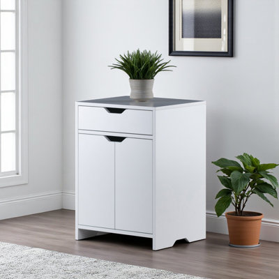 Orion White Finish Storage Cabinet with 1 Drawer, 26.14'' H X 19.09'' W X 15.70'' D