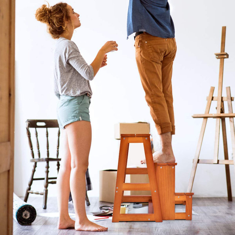 3 - Step Wood Step Stool, Natural