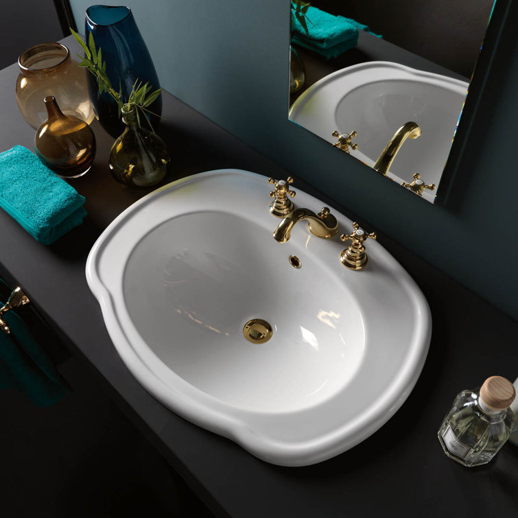 WS Bath Collections Contea 21.1'' Ceramic White Ceramic Oval Bathroom Sink with Overflow