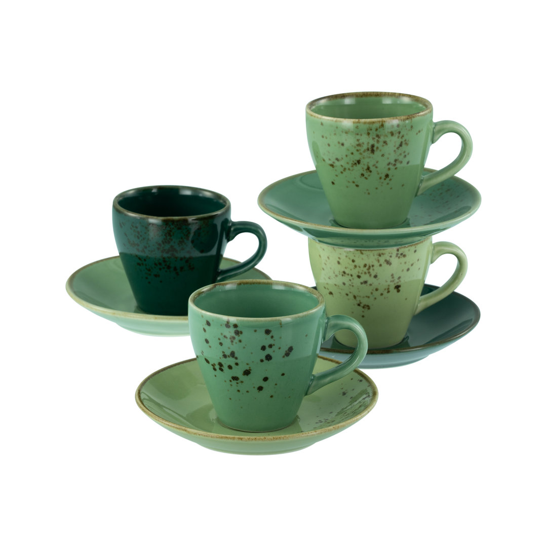 Nature Collection Mediterran, 8-teiliges Geschirrset, Espresso Set Aus Steinzeug