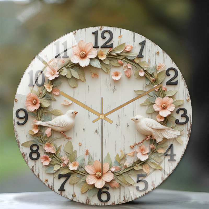 Horloge murale à motif floral 12 po