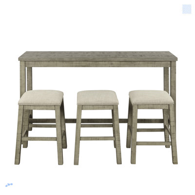 Table 4 pièces à hauteur de comptoir avec tabourets rembourrés en tissu avec douille