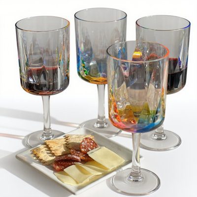 16 oz Acrylic Rainbow Wine Glasses